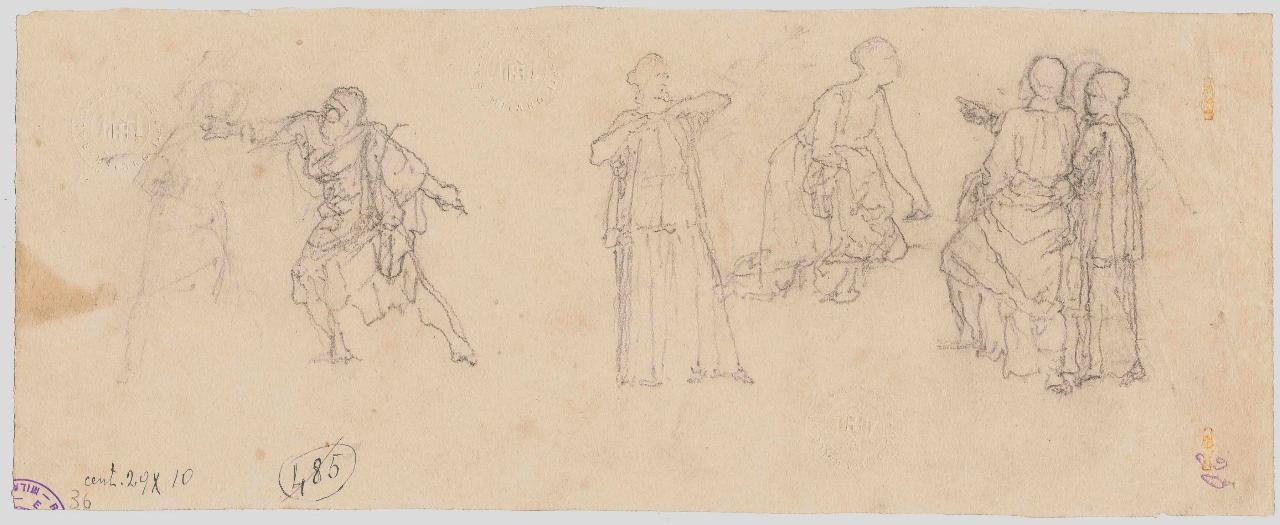 Schizzo di figure per quadro storico, figure (disegno) di Hayez, Francesco (metà sec. XIX)
