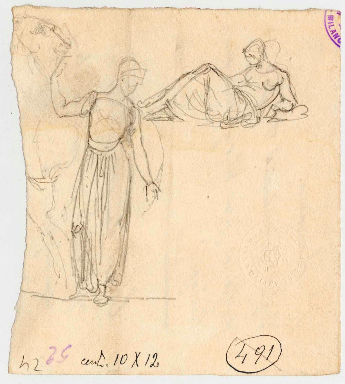 Schizzi di figurine alla classica, figure (disegno) di Hayez, Francesco (metà sec. XIX)