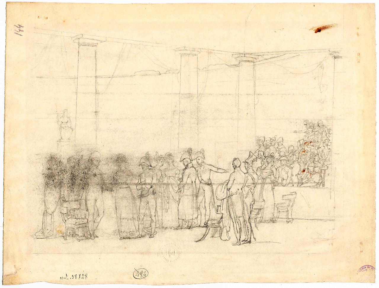 Schizzo di quadro storico di soggetto napoleonico, scena storica (disegno) di Hayez, Francesco (metà sec. XIX)