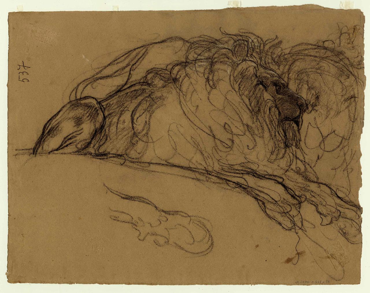 Figura di donna seduta/ Leone, figura femminile | leone (disegno) di Hayez, Francesco (metà sec. XIX)