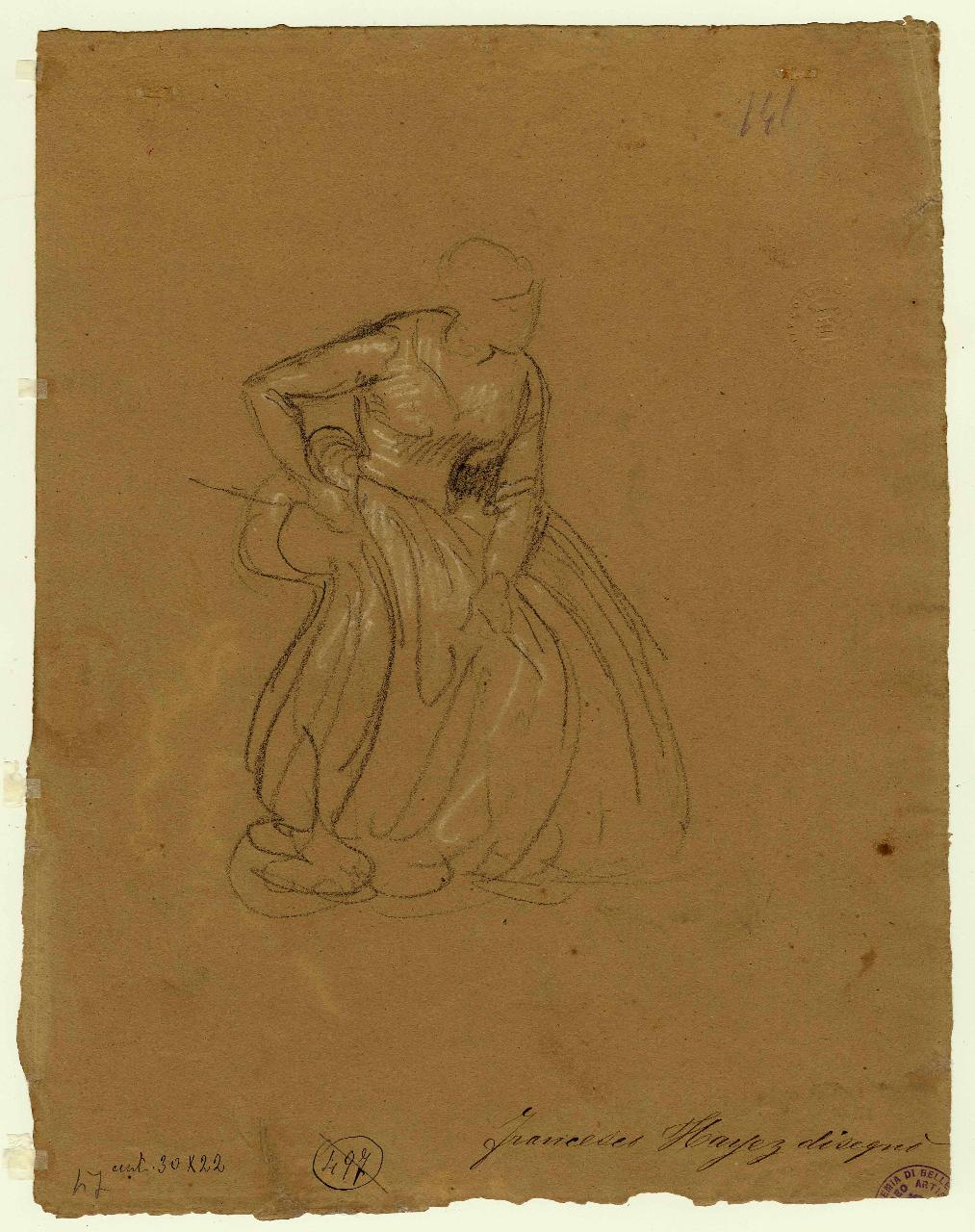 Figura di donna seduta, figura femminile (disegno) di Hayez, Francesco (metà sec. XIX)