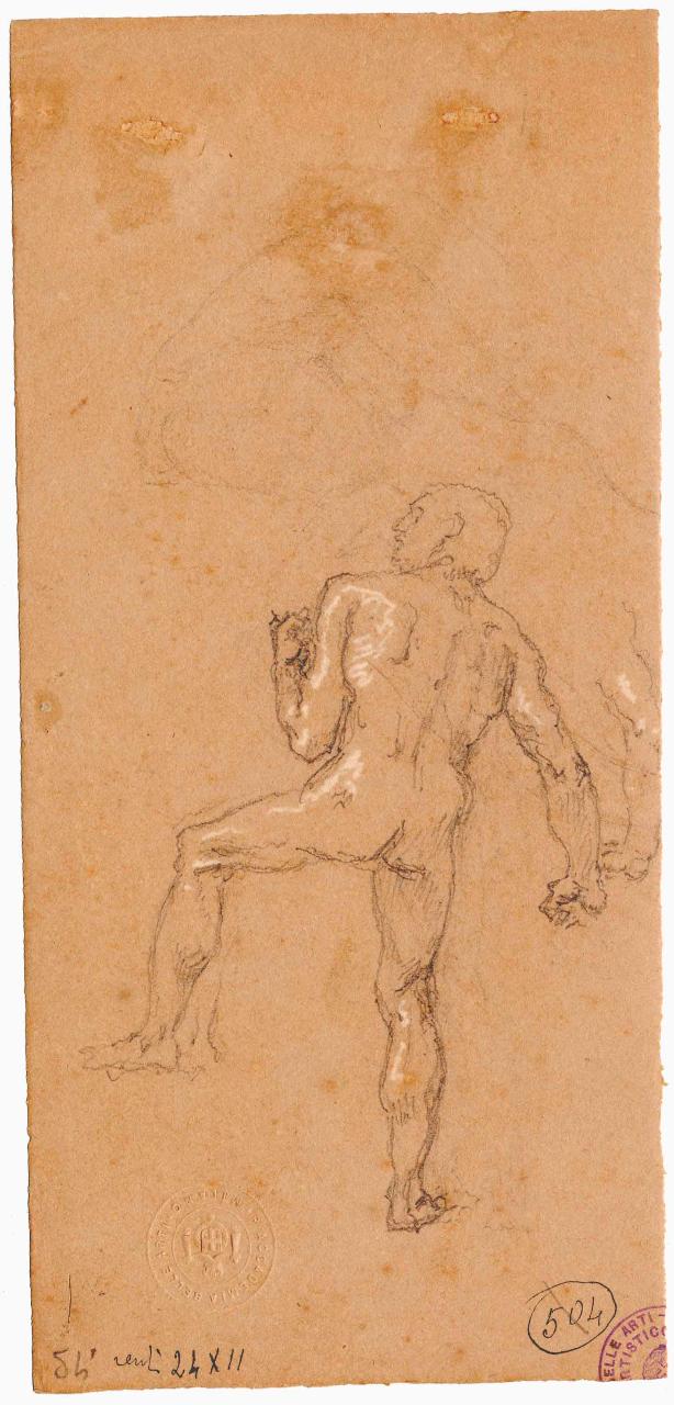 Ignudo virile, nudo maschile (disegno) di Hayez, Francesco (metà sec. XIX)