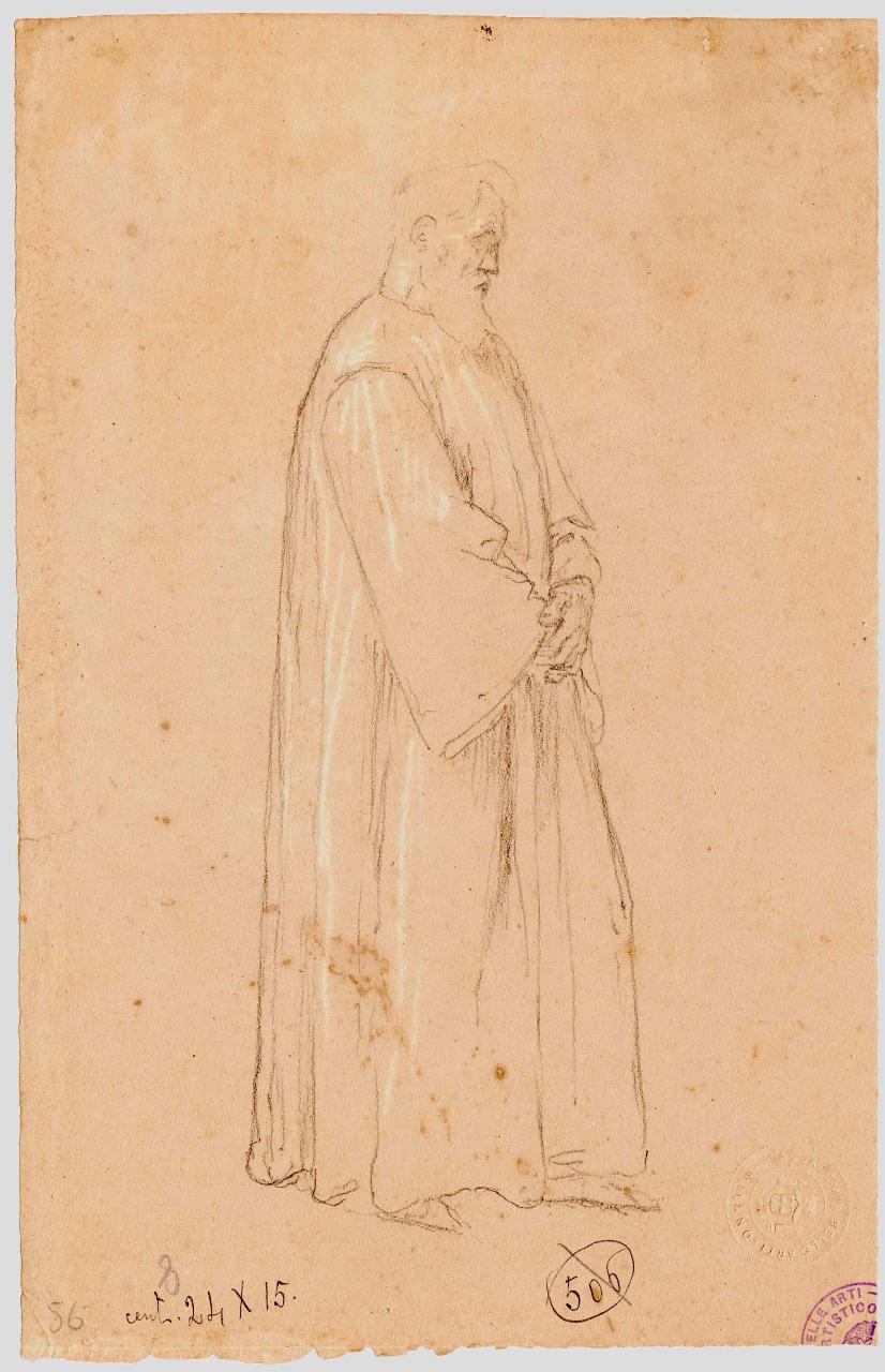 Figura di patrizio/ Schizzi di mani, figura maschile | mani (disegno) di Hayez, Francesco (metà sec. XIX)