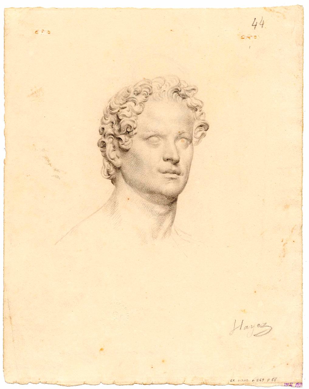 Ritratto eroicizzato, ritratto maschile (disegno) di Hayez, Francesco (metà sec. XIX)