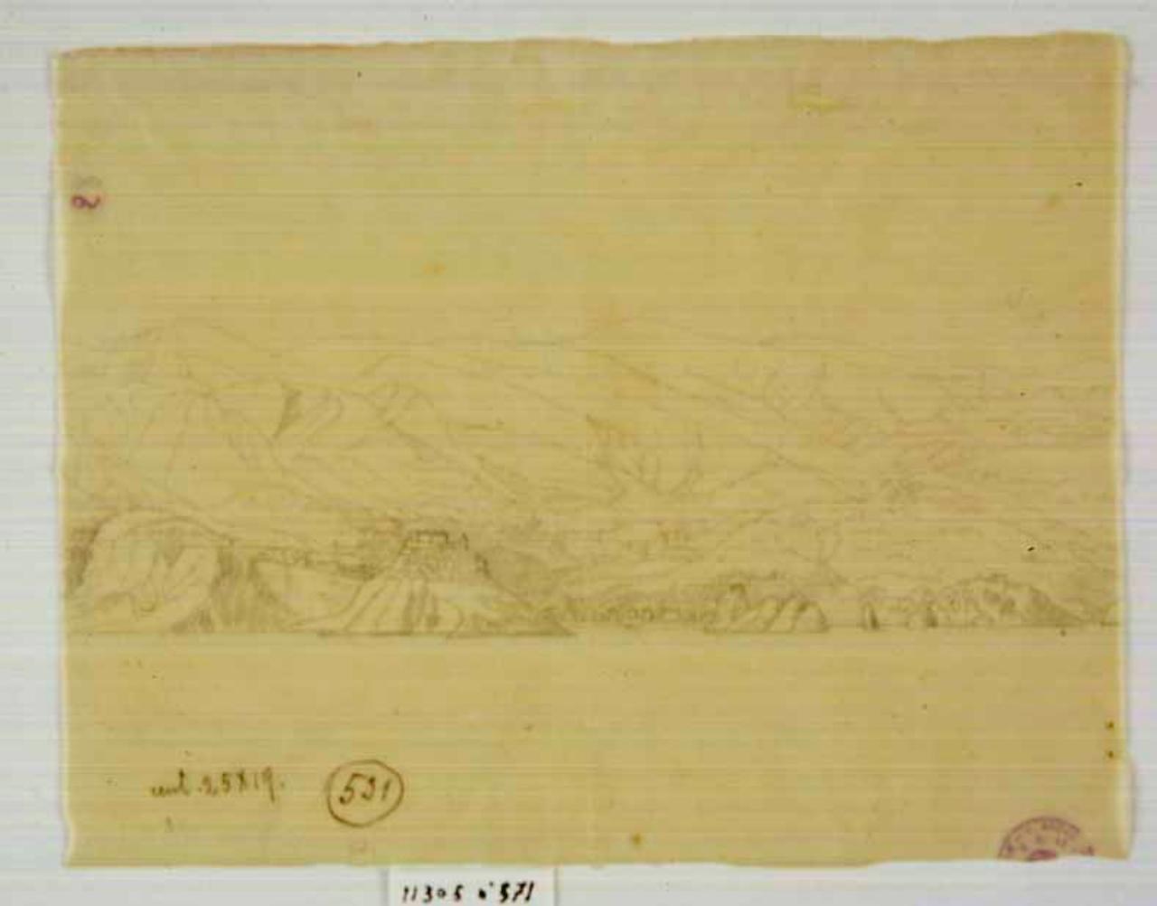 Paesaggio, paesaggio (disegno) di Hayez, Francesco (metà sec. XIX)