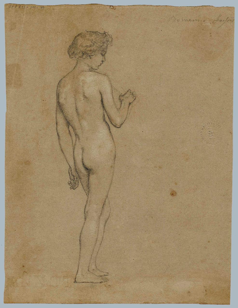 Studio per un Bacchino, nudo maschile (disegno) di Hayez, Francesco (metà sec. XIX)