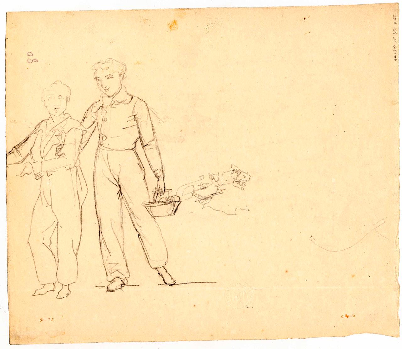 Figure maschili, figure maschili (disegno) di Hayez, Francesco (metà sec. XIX)