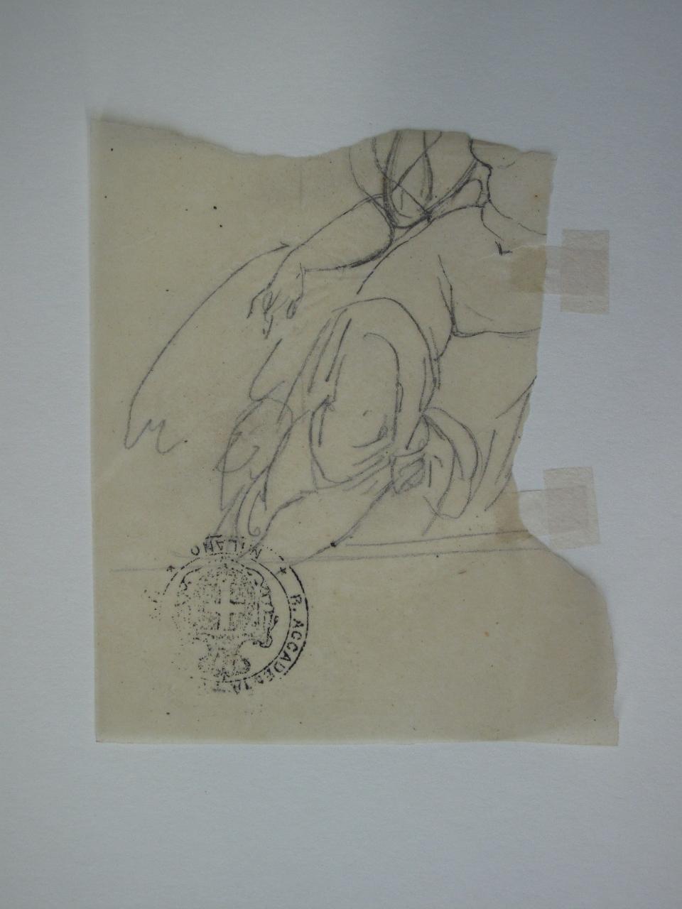 Figura femminile (dea?) giacente, figura femminile (disegno) di Hayez, Francesco (metà sec. XIX)