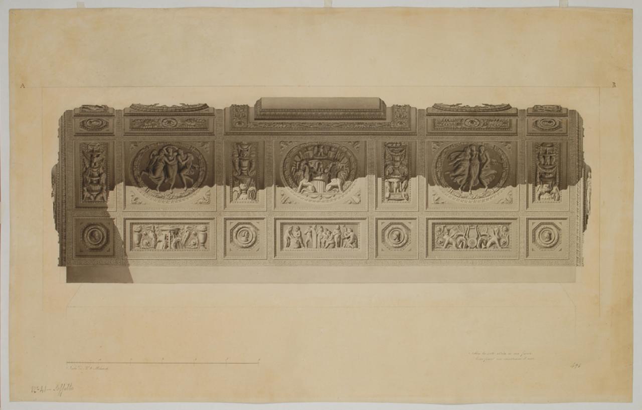ornato: volta a botte con soggetti allegorici (disegno) di Fereri, Sebastiano (primo quarto sec. XIX)