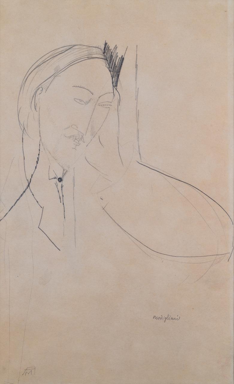 Ritratto di Leopold Zborowski, ritratto d'uomo (disegno) di Modigliani, Amedeo (prima metà sec. XX)