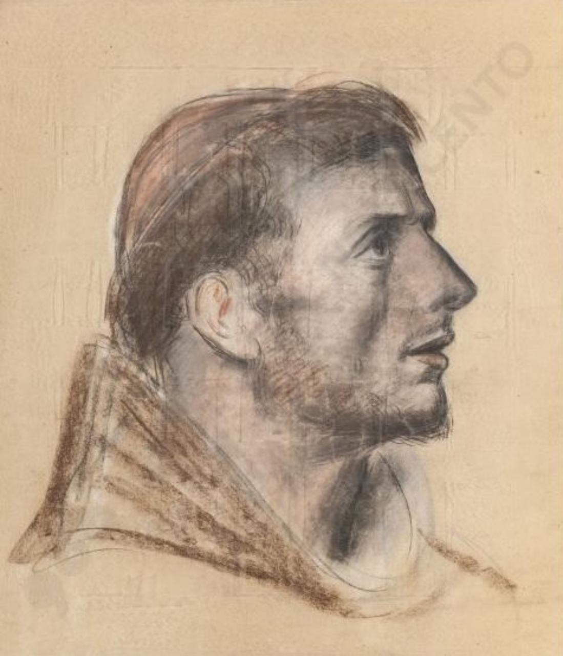 Frate Leone, volto di frate (disegno) di Funi, Achille (sec. XX)