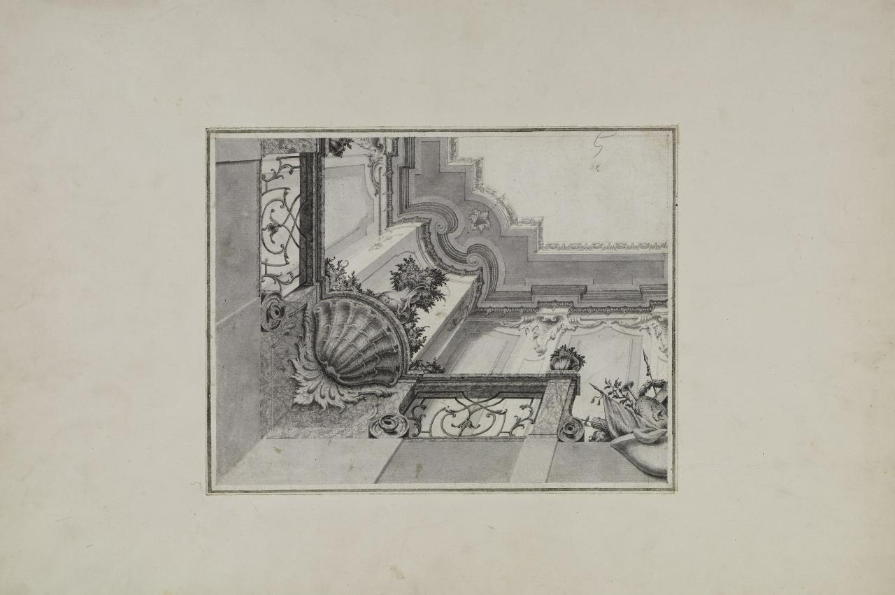 Studio decorativo per balaustra (disegno) - Anonimo (prima metà sec. XVIII)