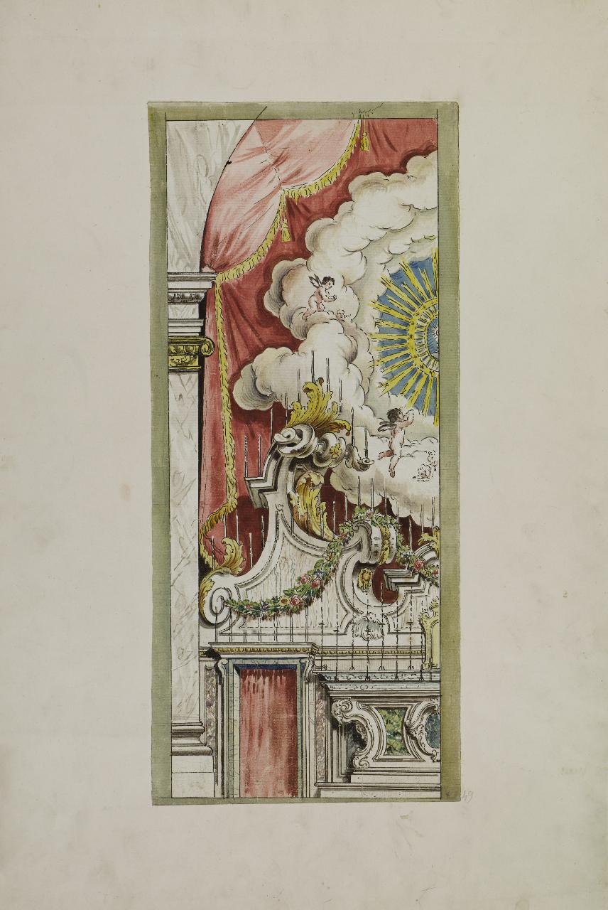 Decorazione per altare (metà sinistra) (disegno) - Anonimo (prima metà sec. XVIII)