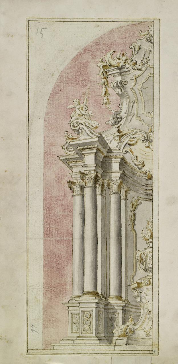 Progetto per altare (metà sinistra) (disegno) - Anonimo (prima metà sec. XVIII)