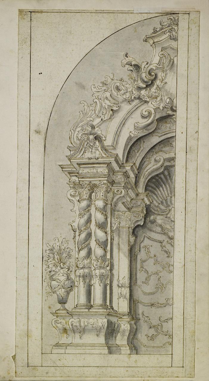 Progetto decoratico per edicola (metà sisnistra) (disegno) - Anonimo (prima metà sec. XVIII)