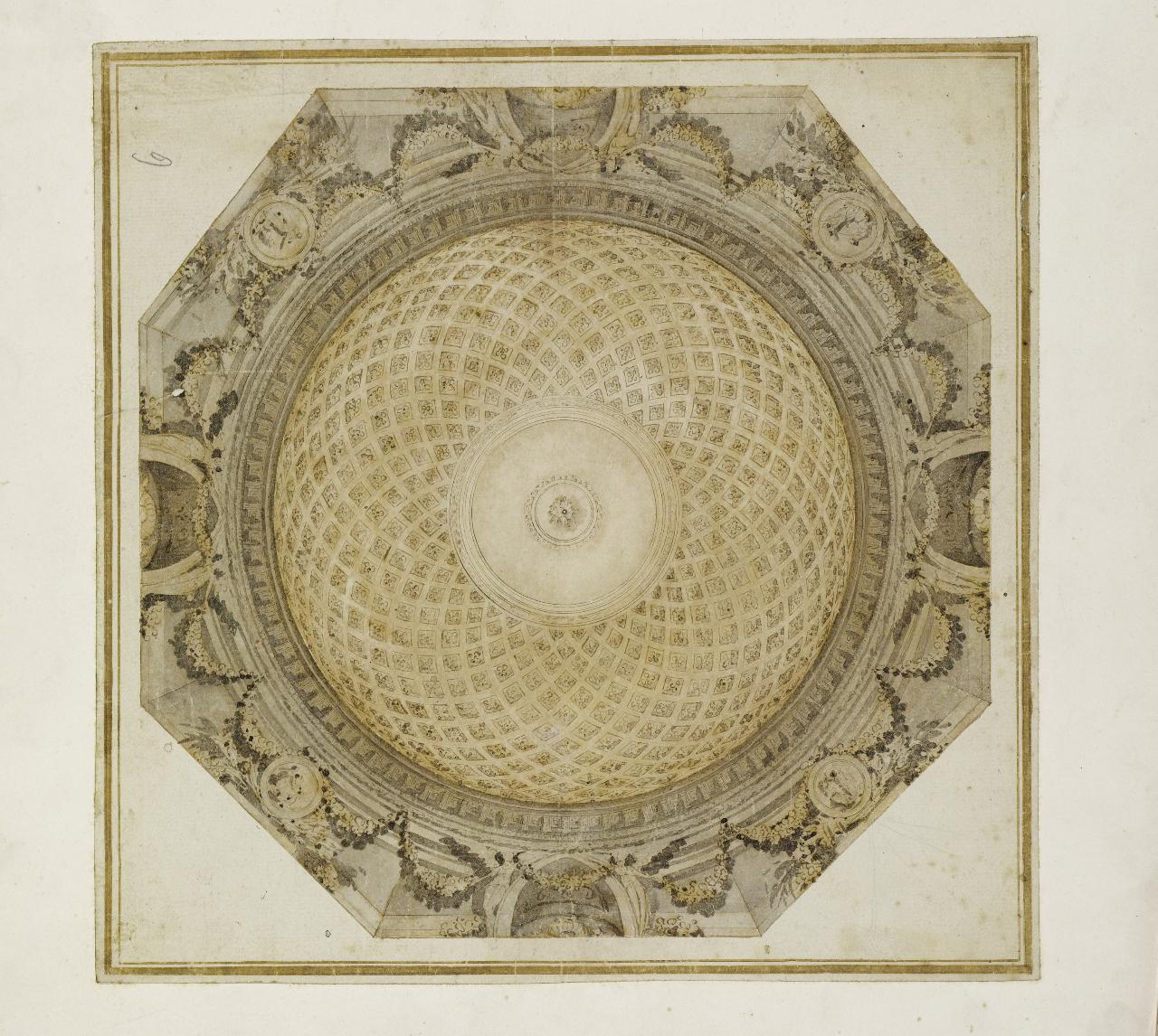 Decorazione di cupola (disegno) - Anonimo (seconda metà sec. XVII)