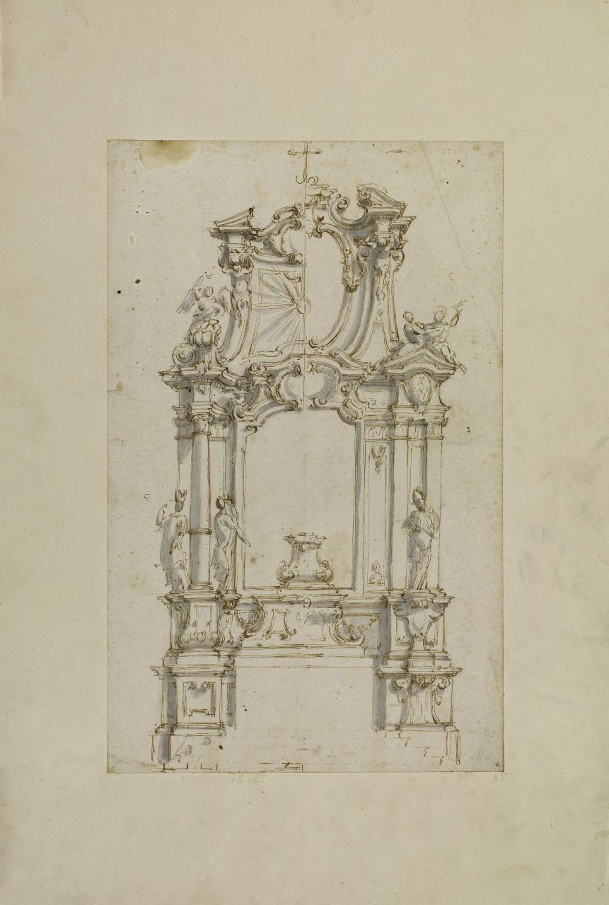 Doppio progetto per altare (disegno) - Anonimo (seconda metà sec. XVII)