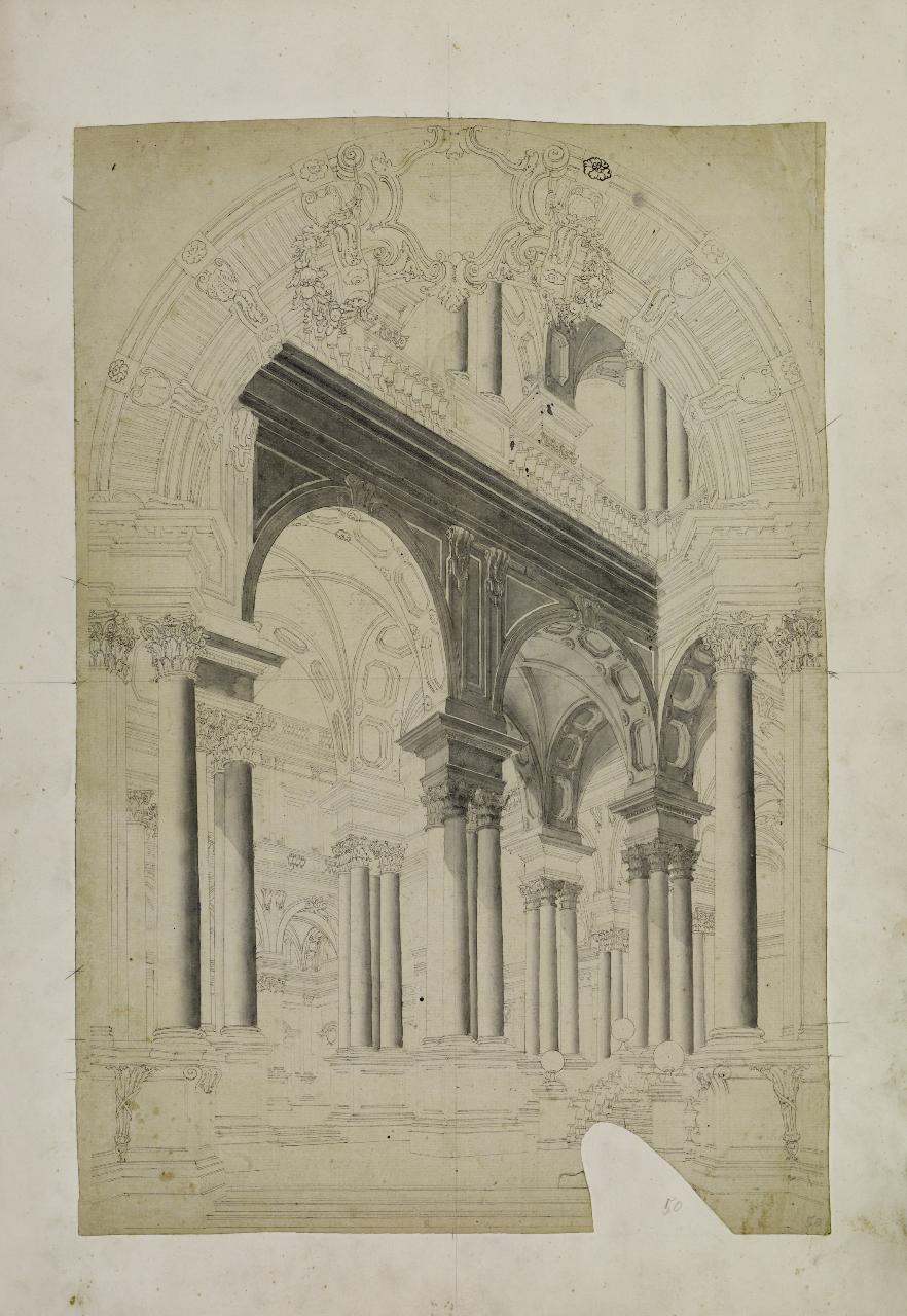 Progetto architettonico per interno di palazzo (disegno) - Anonimo (seconda metà sec. XVIII)