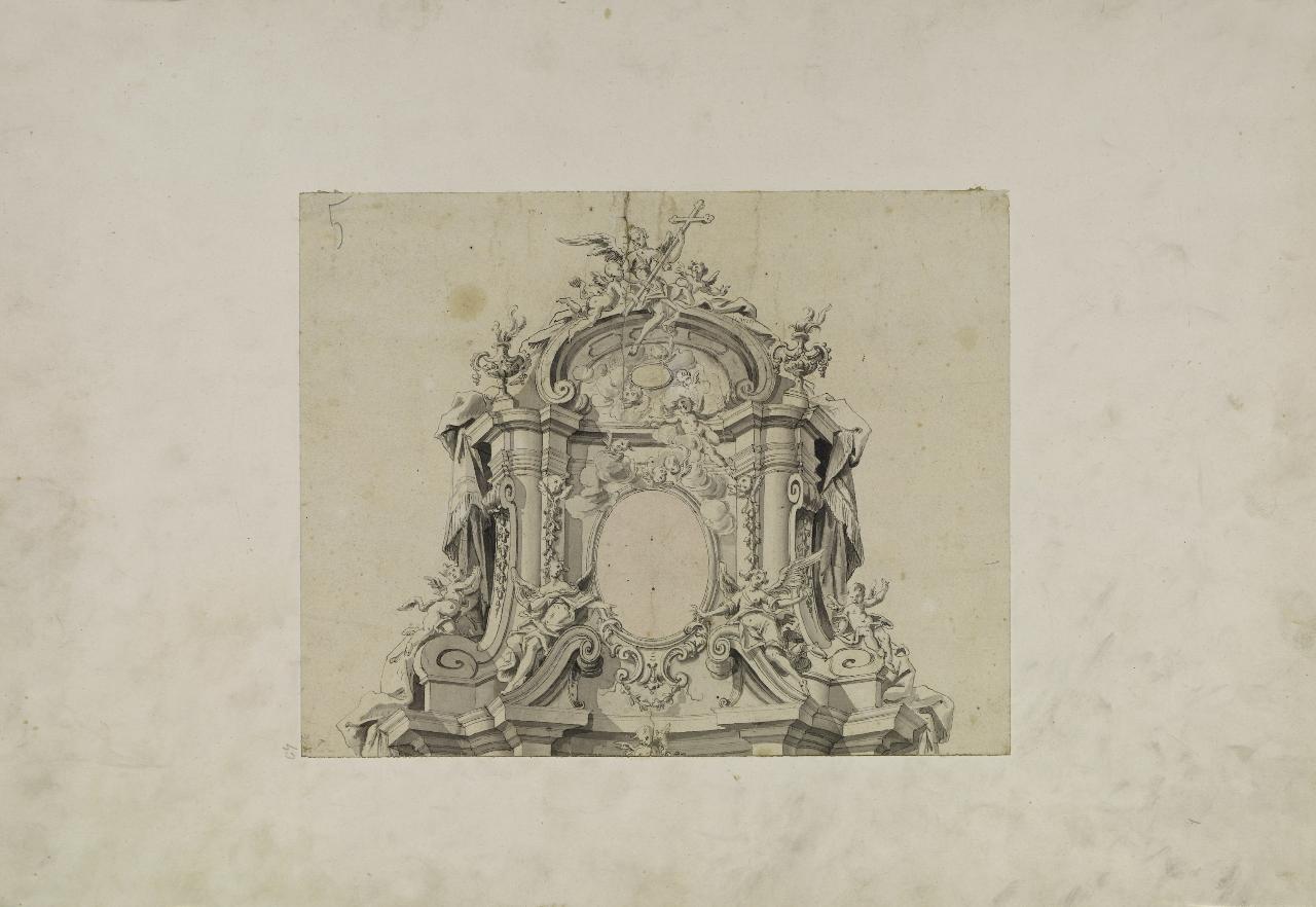 Progetto per parte superiore di un altare (disegno) - Anonimo (prima metà sec. XVIII)