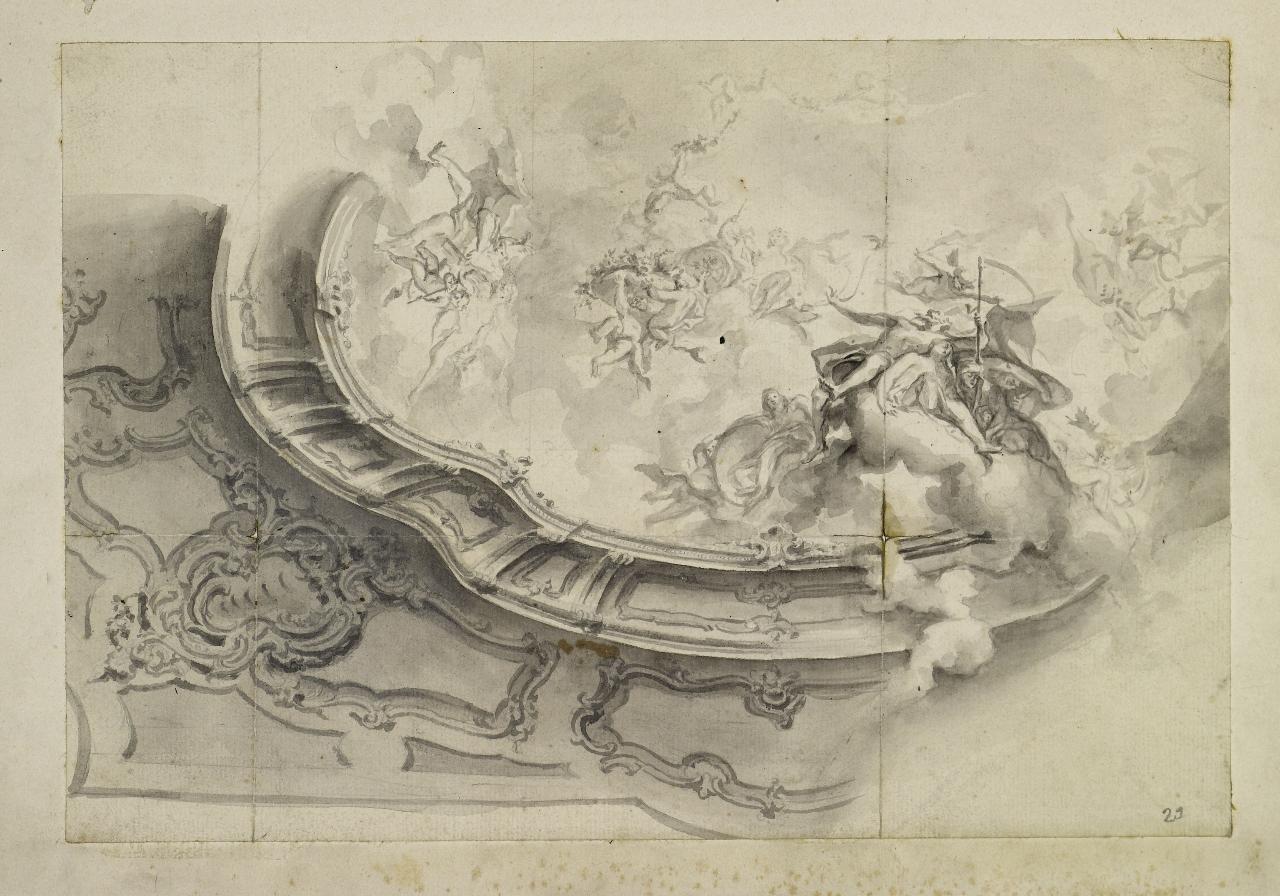 Decorazione per soffitto con divinità pagane (disegno) - Anonimo (seconda metà sec. XVIII)