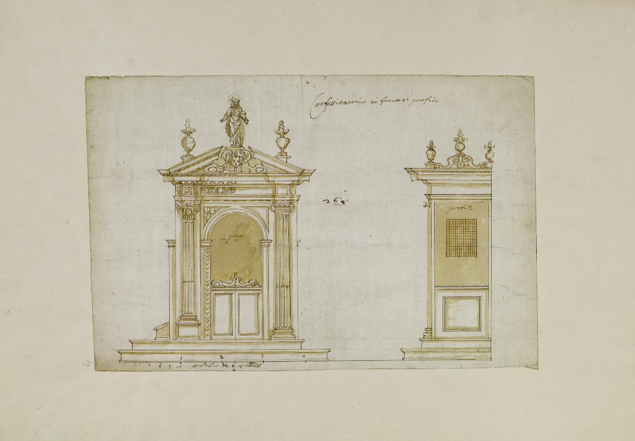 Progetto per confessionale (disegno) - Anonimo (prima metà sec. XIX)
