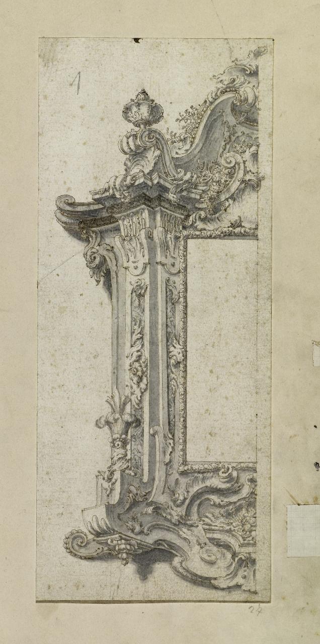 Studio per cornice (metà sinistra) (disegno) - Anonimo (prima metà sec. XVIII)