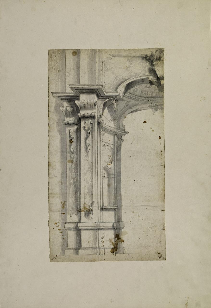 Studio per arco (metà sinistra) (disegno) - Anonimo (prima metà sec. XVIII)