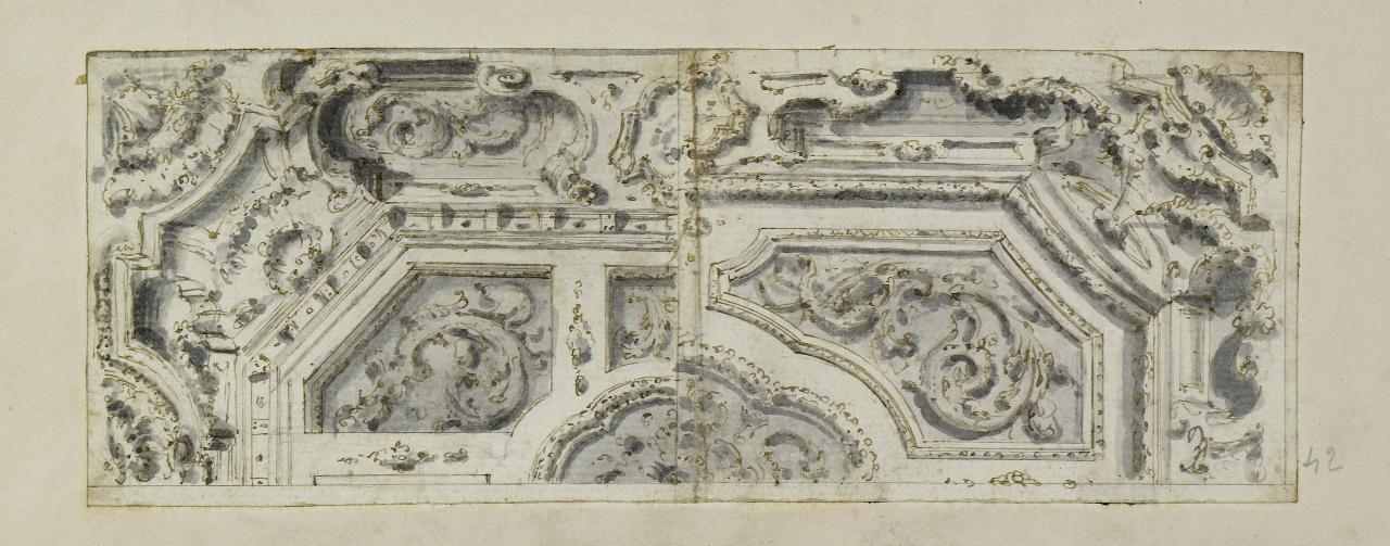 Doppio ornato decorativo (disegno) - Anonimo (prima metà sec. XVIII)