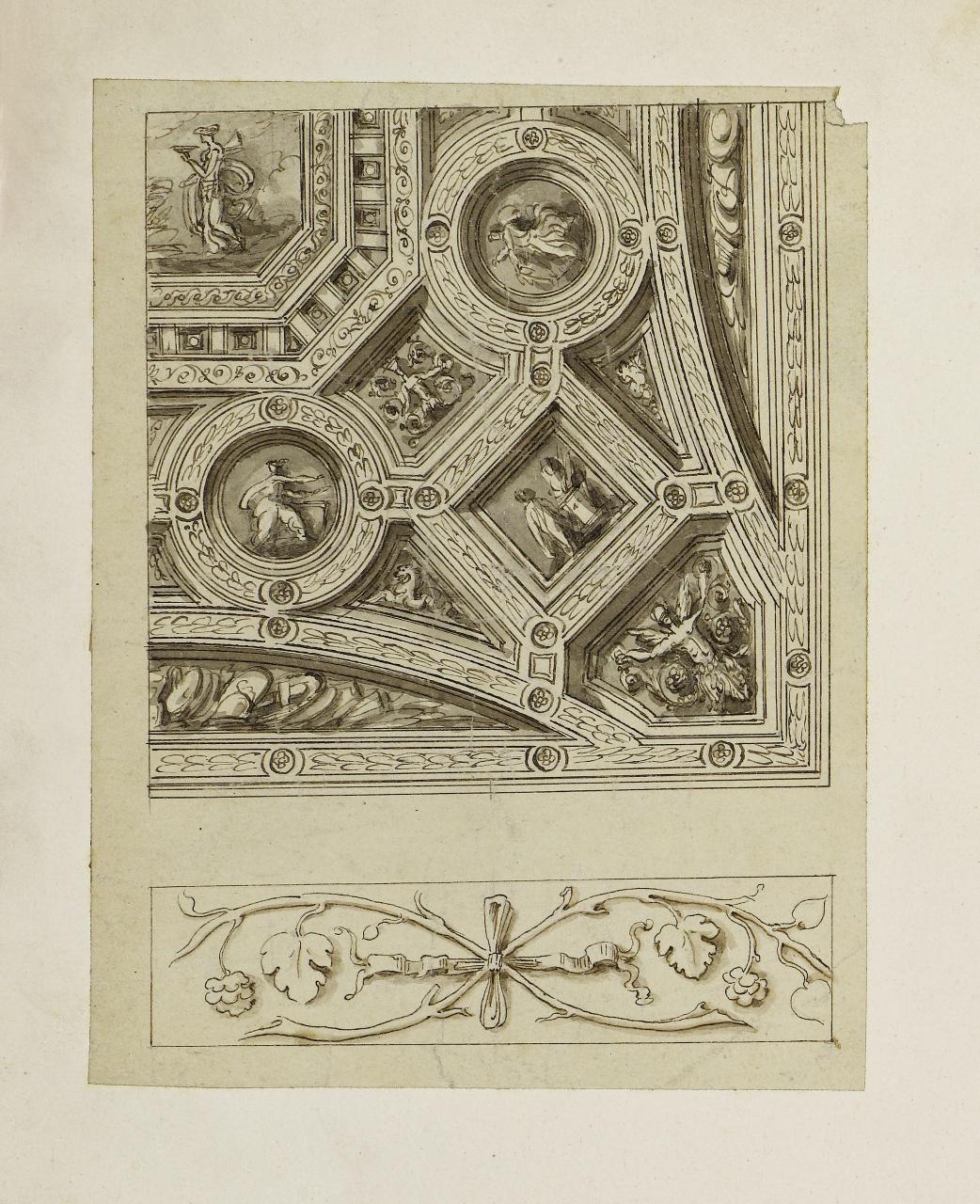 Ornato per soffitto (disegno) - Anonimo (seconda metà sec. XVII)