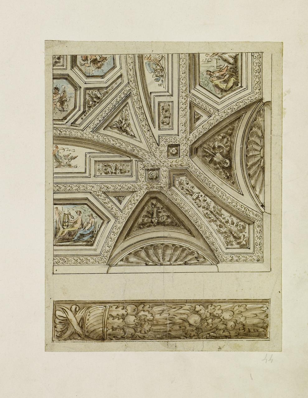 Ornato per soffitto (disegno) - Anonimo (seconda metà sec. XVII)