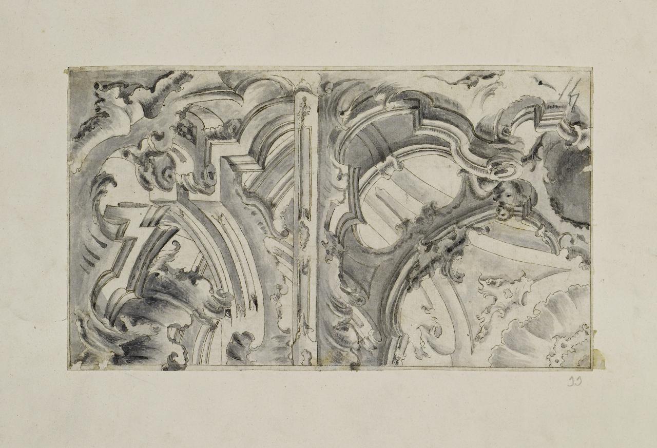Doppio ornato architettonico (disegno) - Anonimo (prima metà sec. XVIII)