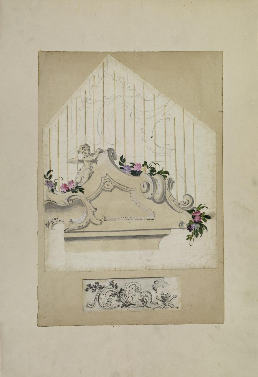 Ornato decorativo (disegno) - Anonimo (prima metà sec. XIX)