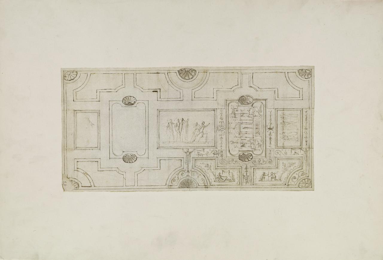 Decorazione per soffitto con grottesca (disegno) - Anonimo (seconda metà sec. XVI)