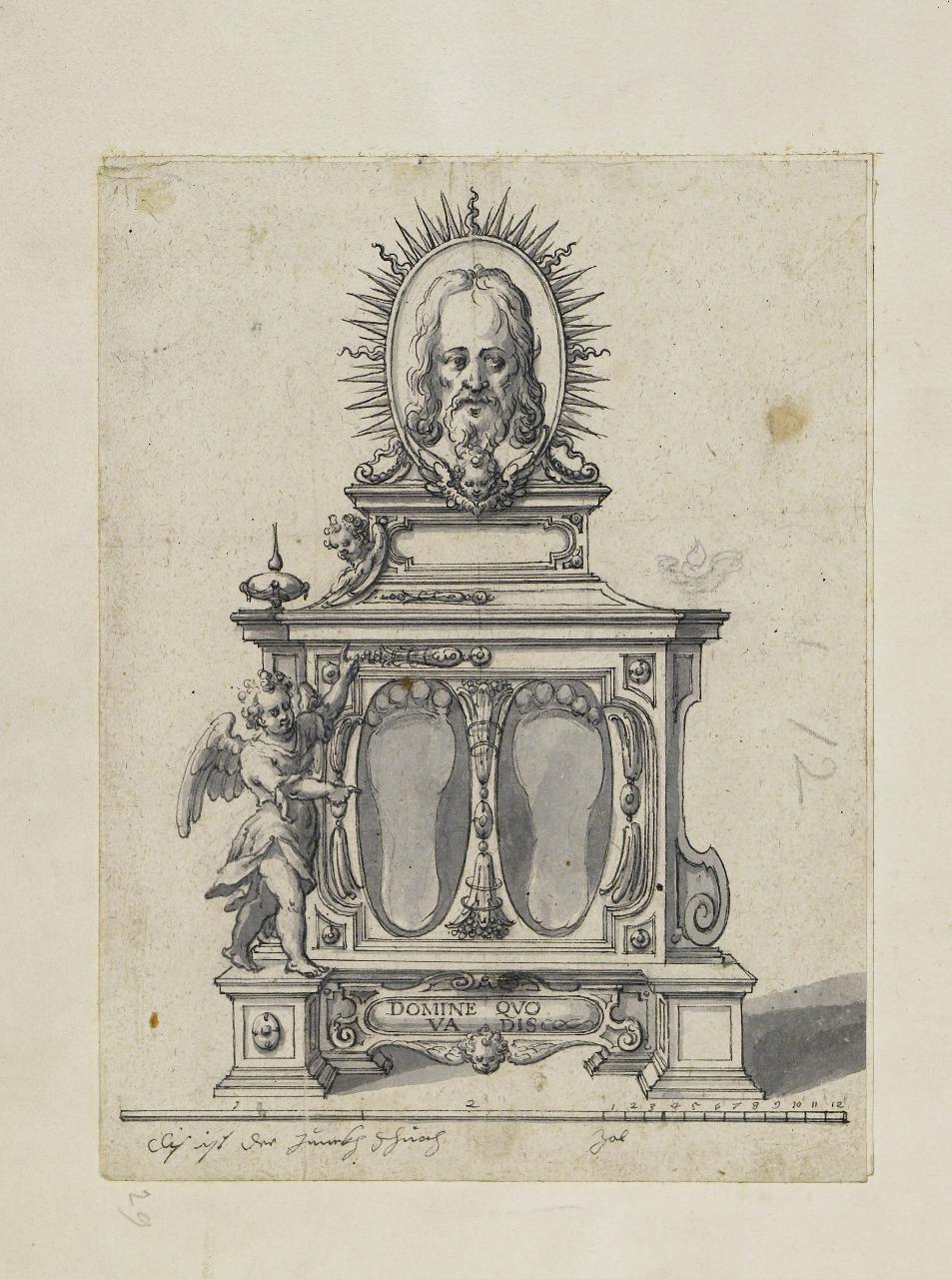 Progetto per reliquiario (disegno) - Anonimo (seconda metà sec. XVII)