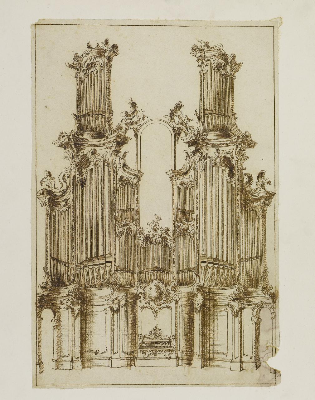 Progetto per organo (disegno) - Anonimo (seconda metà sec. XVIII)