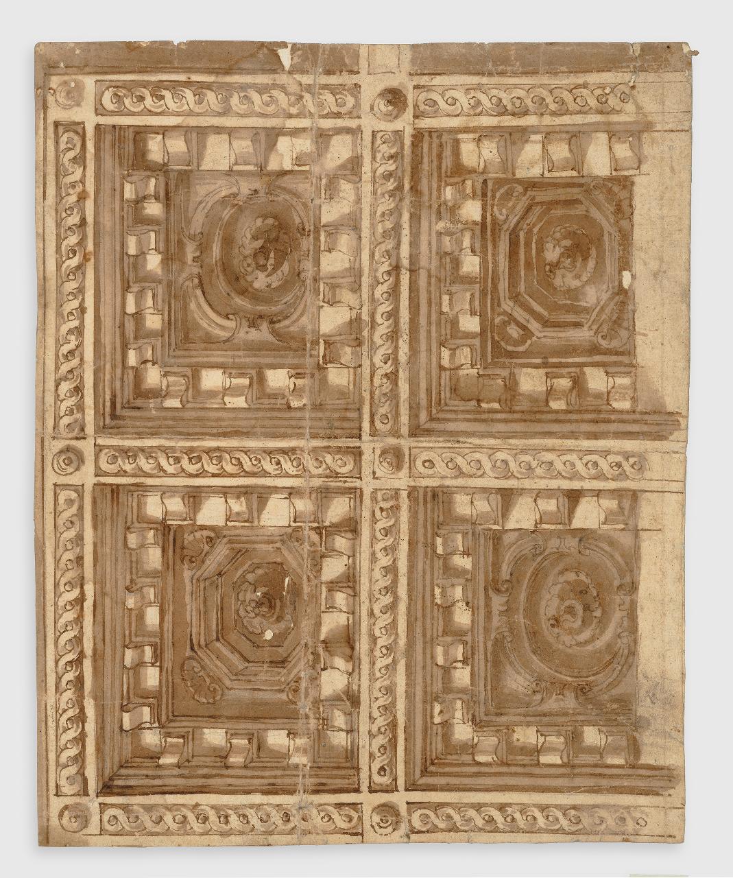 Progetto per soffitto con quattro lacunari (disegno) - Anonimo (prima metà sec. XVIII)