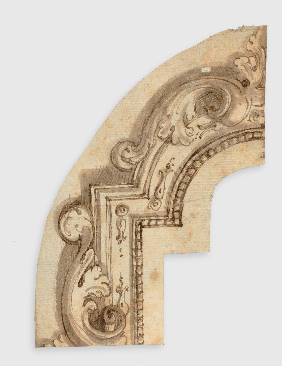 Progetto per cornice, porzione sinistra (disegno) - Anonimo (prima metà sec. XVIII)