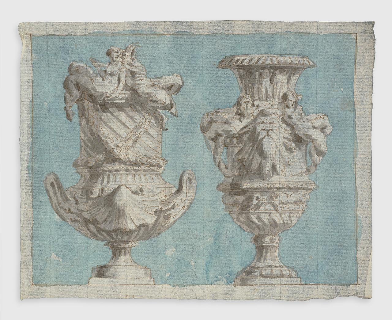Coppia di vasi (disegno) - Anonimo (seconda metà sec. XVIII)