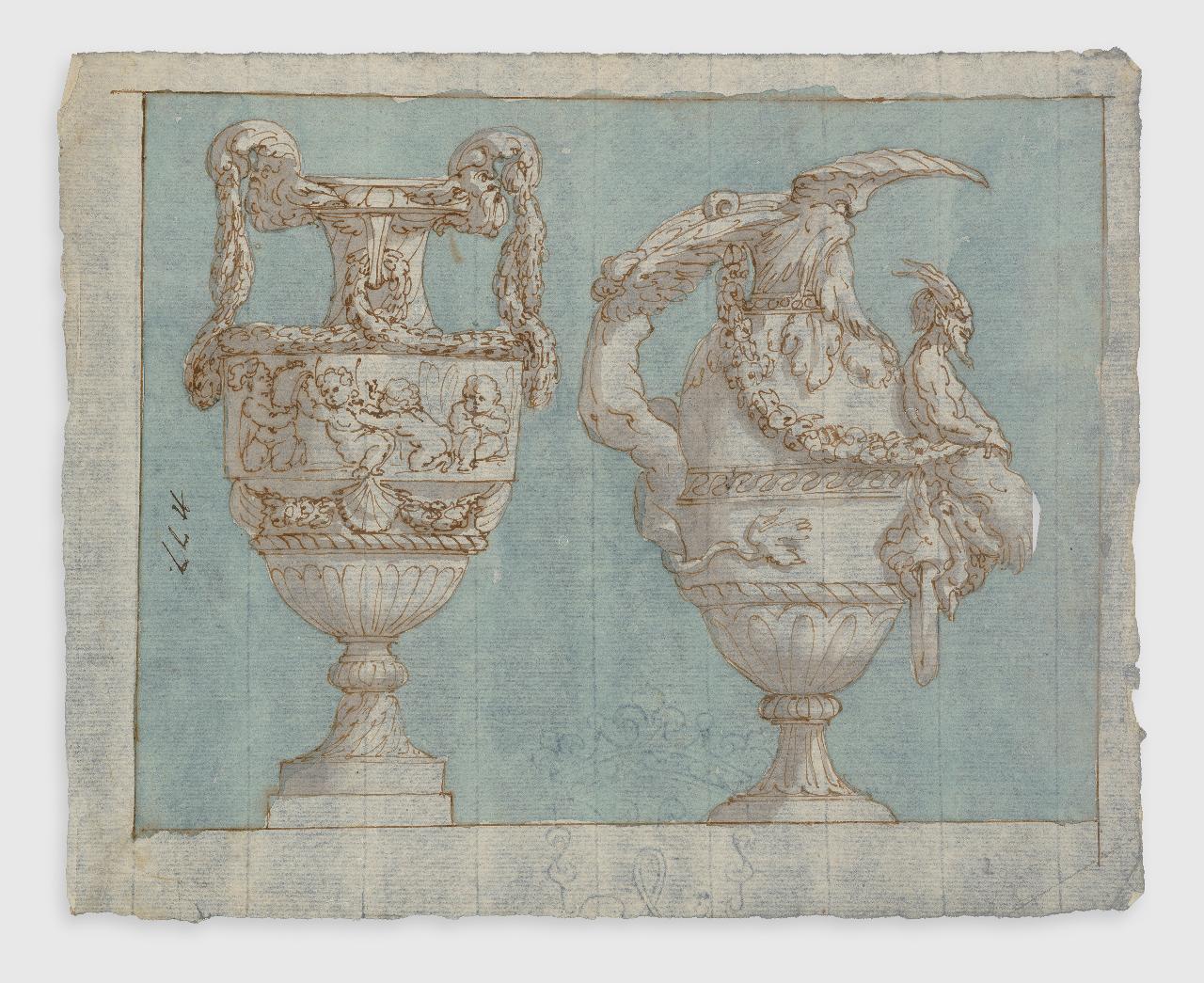 Coppia di vasi (disegno) - Anonimo (seconda metà sec. XVIII)