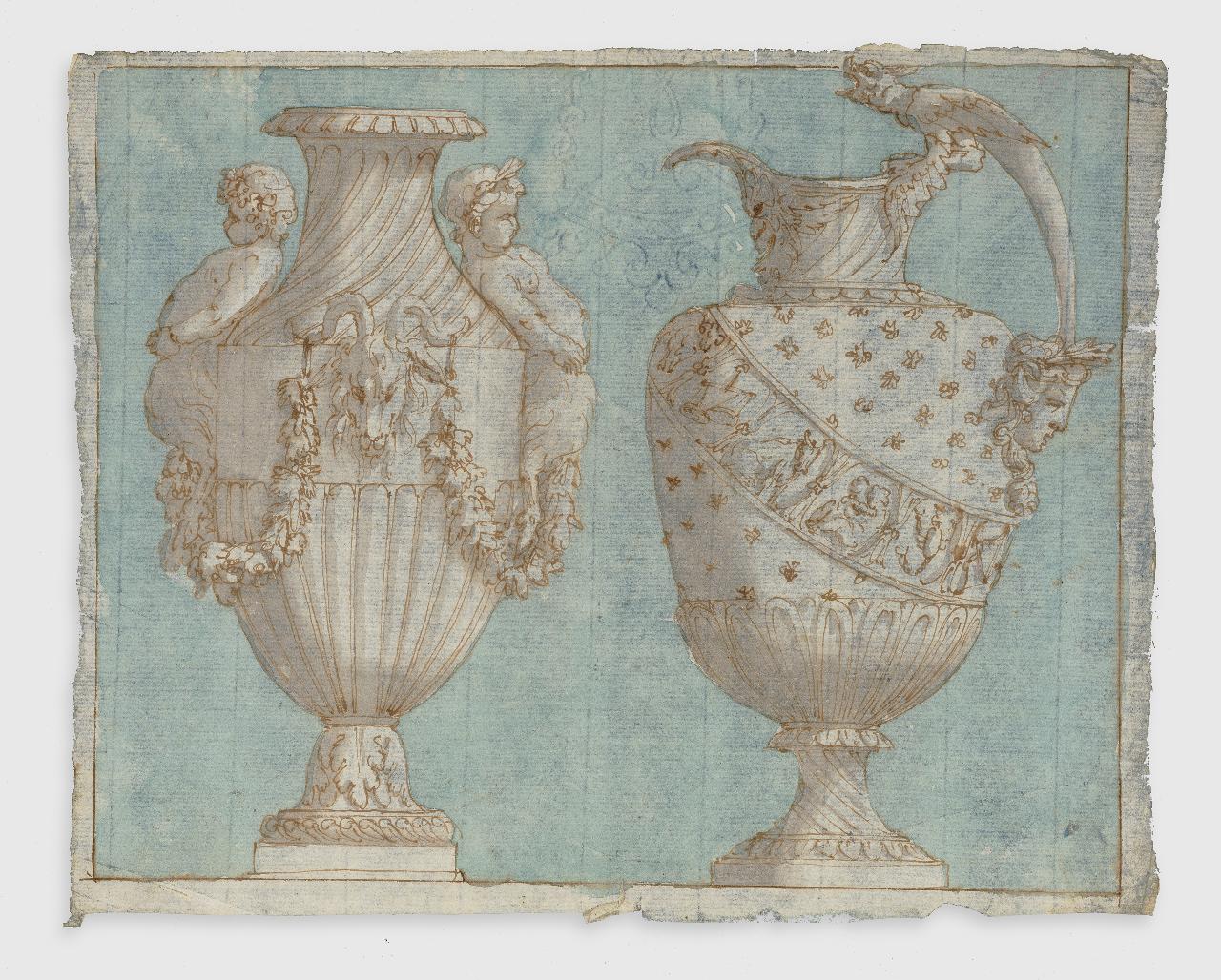 Coppia di vasi (disegno) - Anonimo (seconda metà sec. XVIII)
