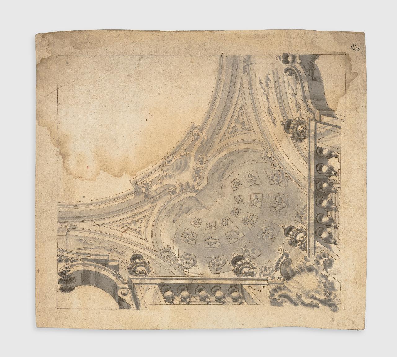 Progetto per balaustra e soffitto (disegno) - Anonimo (seconda metà sec. XVIII)