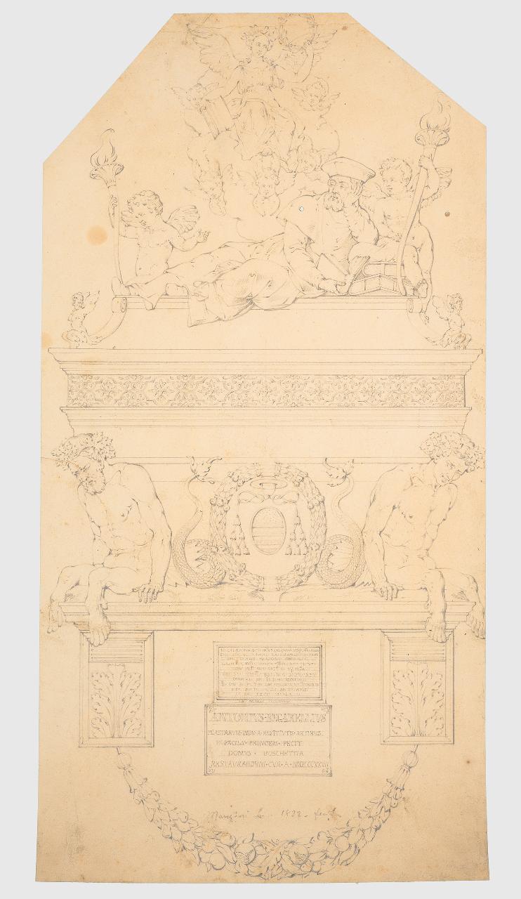Monumento funebre di Gian Galeazzo Boschetti (opera di Antonio Begarelli) (disegno) - Anonimo (prima metà sec. XIX)