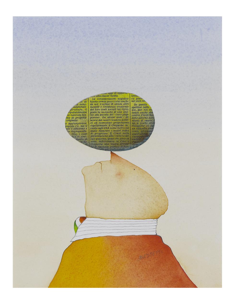 Il buon giornale, 1986. Copertina de Il buon giornale. Come si scrive, come si dirige, come si legge, libro di Piero Ottone (disegno) di Bestetti, Pietro (sec. XX)