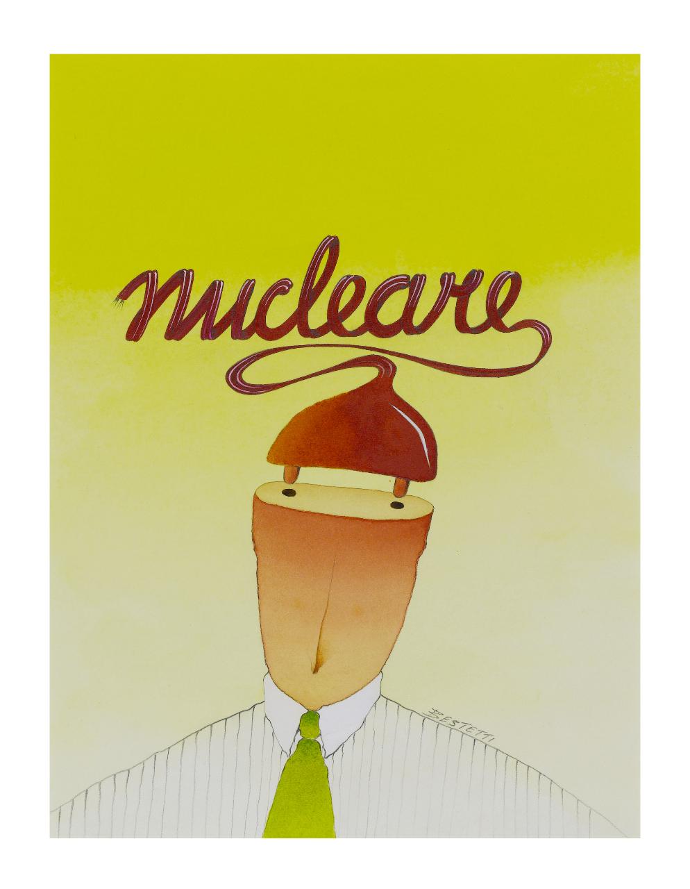 Fermare il nucleare, 1986. Copertina de Il Mondo num. 20, 19/05/1986 (disegno) di Bestetti, Pietro (sec. XX)