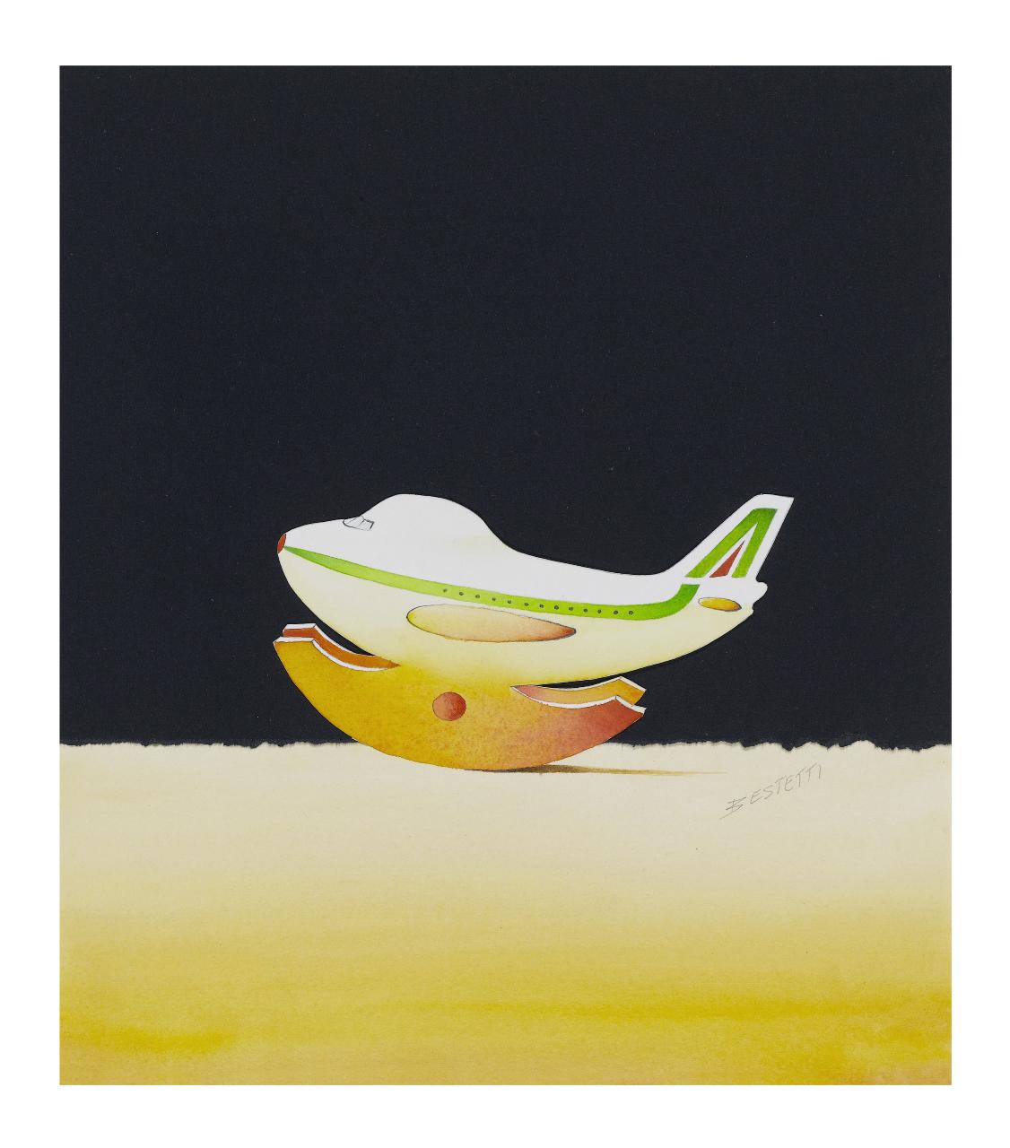 Processo all'Alitalia, 1986. Copertina de Il Mondo num. 51, 22/12/1986 (disegno) di Bestetti, Pietro (sec. XX)