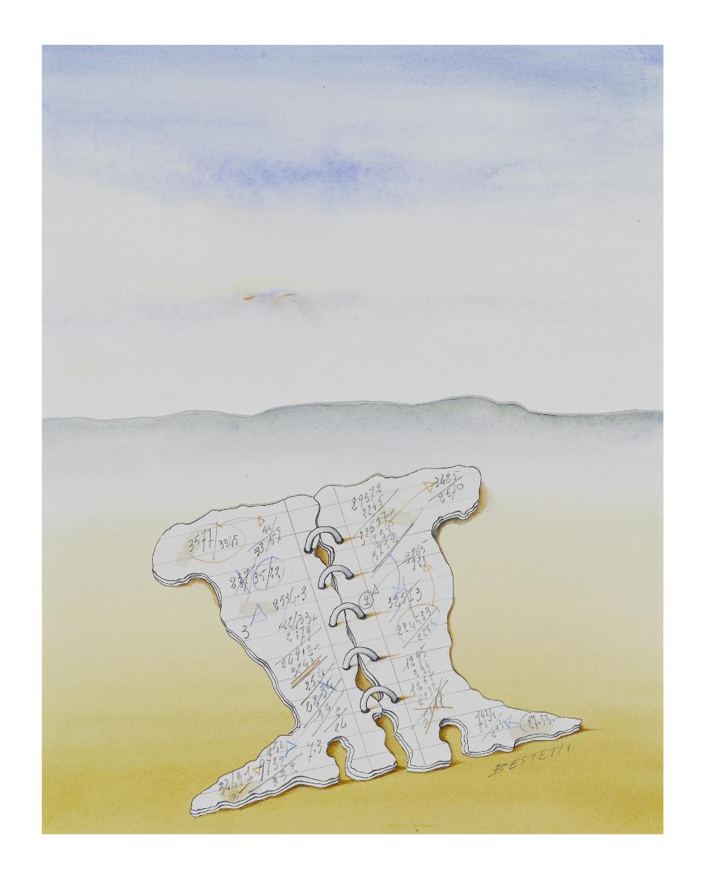 I conti dell'Italia, 1987. Copertina de Il Mondo num. 22, 01/06/1987 (disegno) di Bestetti, Pietro (sec. XX)