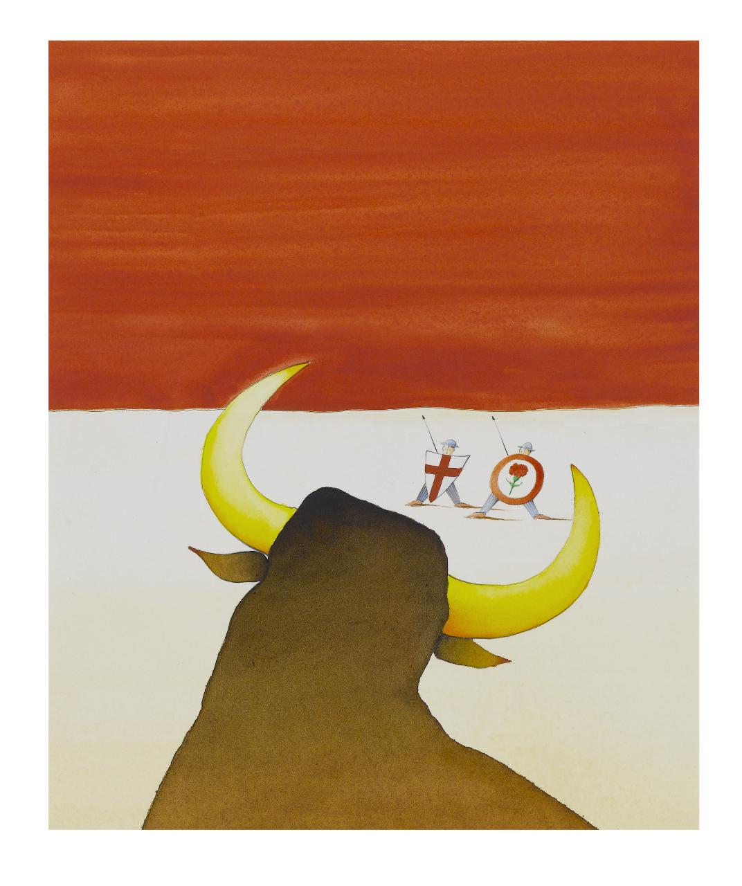 Chi tifa toro, 1987. Copertina de Il Mondo num. 26, 29/06/1987 (disegno) di Bestetti, Pietro (sec. XX)
