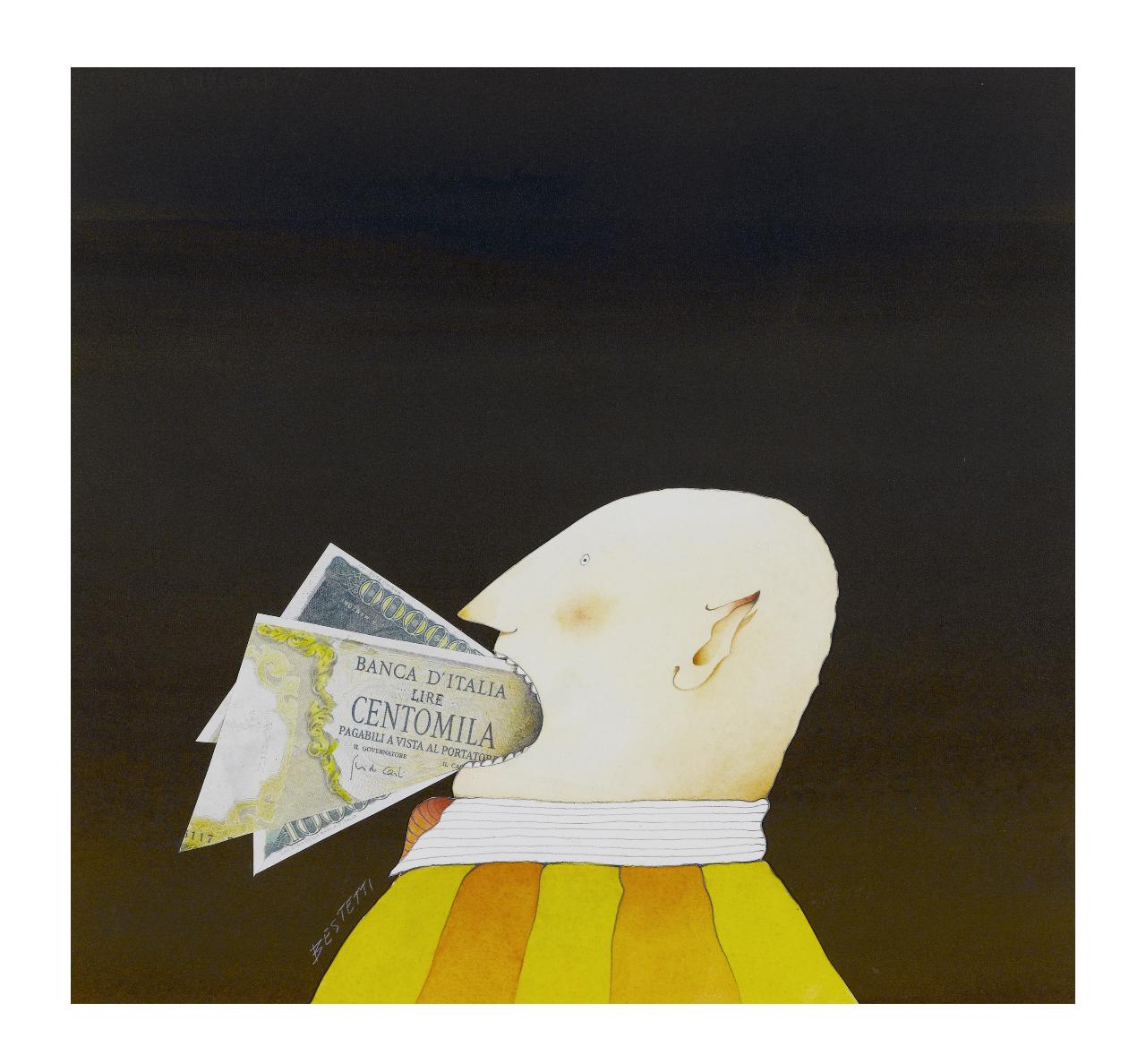 Ente inutili, 1989. Copertina de Il Mondo num. 13, 27/03/1989 (disegno) di Bestetti, Pietro (sec. XX)