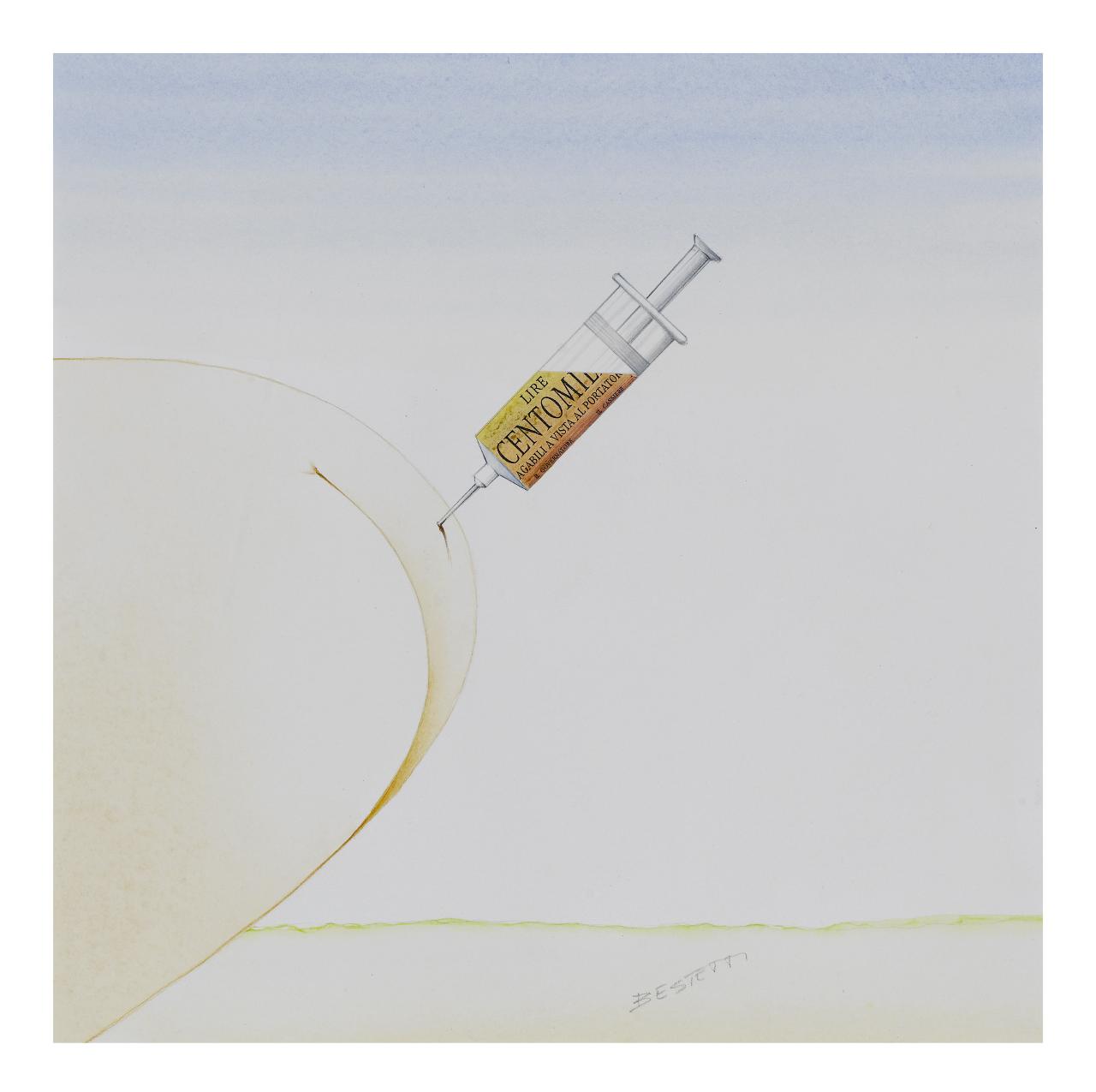 Sanità gratis addio, 1992. Copertina de Il Mondo num. 41, 12/10/1992 (disegno) di Bestetti, Pietro (sec. XX)