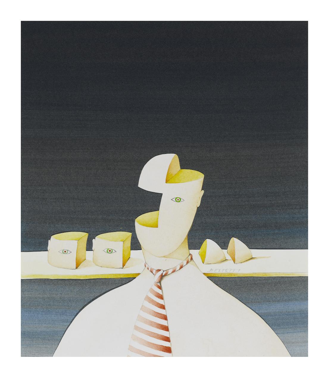 Dirigenti, i pezzi di ricambio, 1993. Copertina de Il Mondo num. 12 29/03/1993 (disegno) di Bestetti, Pietro (sec. XX)